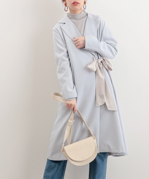natural couture（ナチュラルクチュール）の「【WEB限定カラー有り】春めきガーリーチェスターコート（チェスターコート・レディース・サックスブルー/ラベンダー/キャメル/ベージュ・FREE）」の12枚目の写真