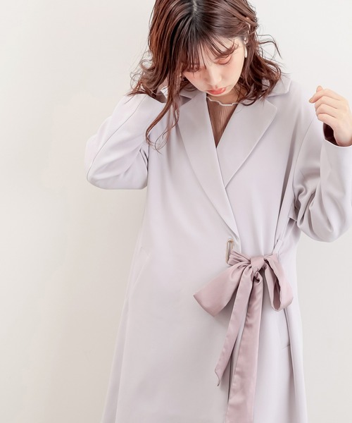 natural couture（ナチュラルクチュール）の「【WEB限定カラー有り】春めきガーリーチェスターコート（チェスターコート・レディース・サックスブルー/ラベンダー/キャメル/ベージュ・FREE）」の19枚目の写真