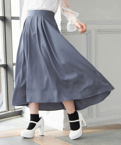 Newlyme（ニューリーミー）の「フィッシュテールロングスカート（スカート・レディース・ブラック/ピンク/イエロー/ブルー/グリーン/グレイッシュベージュ・MEDIUM/LARGE）」の4枚目の写真