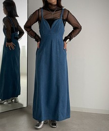 【&g'aime】バックカットデニムワンピース