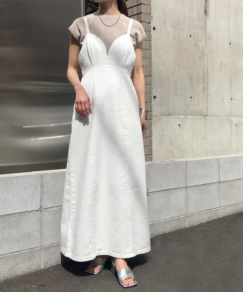 ＆g'aimeアンジェム デニム ロング フレア ワンピース &g'aime（アンジェム）の「【&g'aime】Vネックデニムワンピース