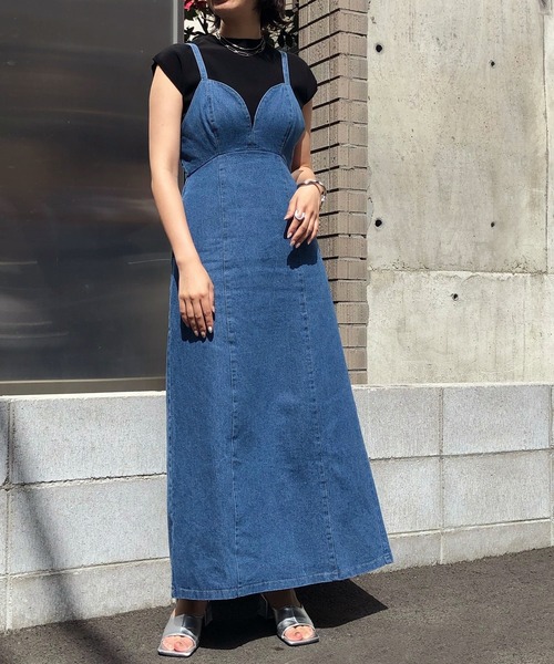 &g'aime（アンジェム）の「【&g'aime】バックカットデニムワンピース（ワンピース・レディース・ホワイト/ブラック/ブルー・FREE）」の18枚目の写真