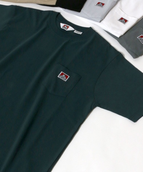 BEN DAVIS(ベンデイビス)の「BEN DAVIS/ベンデイビス Pis Pocket Wappen 無地半袖Tシャツ/大きいサイズ(Tシャツ/カットソー・メンズ・ホワイト/ブラック/ダークグリーン/ベージュ/サックスブルー/モスグリーン/ブルーグリーン・3L/4L/5L)」の1枚目の写真