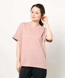 袖ロールカフサイドスリットTシャツ 汗染み防止加工素材 ビッグシルエット/オーバーサイズ