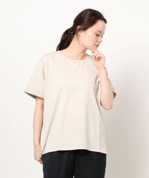 袖ロールカフサイドスリットＴシャツ　汗染み防止加工素材　ビッグシルエット/オーバーサイズ