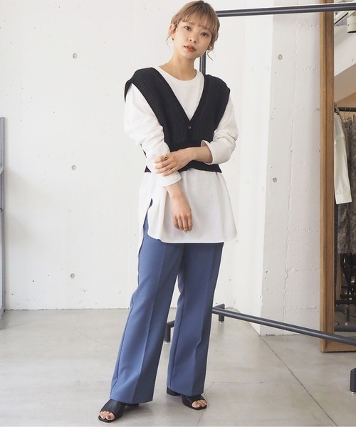 tiptop（ティップトップ）の「柄編み前後2wayビスチェ（ベスト・レディース・ブラック/ブラウン/ブルー/グレイッシュベージュ/ライトベージュ/C/アイボリー/B/A/ダークブルー・FREE）」の11枚目の写真