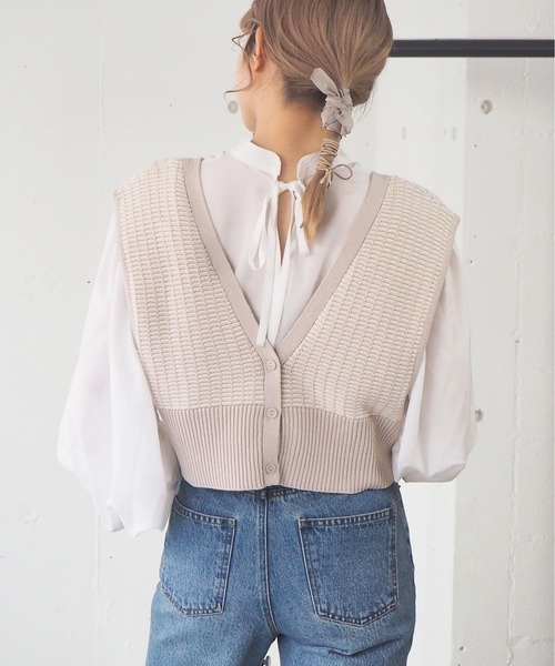 tiptop（ティップトップ）の「柄編み前後2wayビスチェ（ベスト