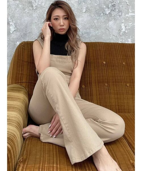 RESEXXY（リゼクシー）の「ストレッチフレアサロペット（つなぎ/オールインワン・レディース・ホワイト/ベージュ/インディゴブルー・FREE）」の5枚目の写真