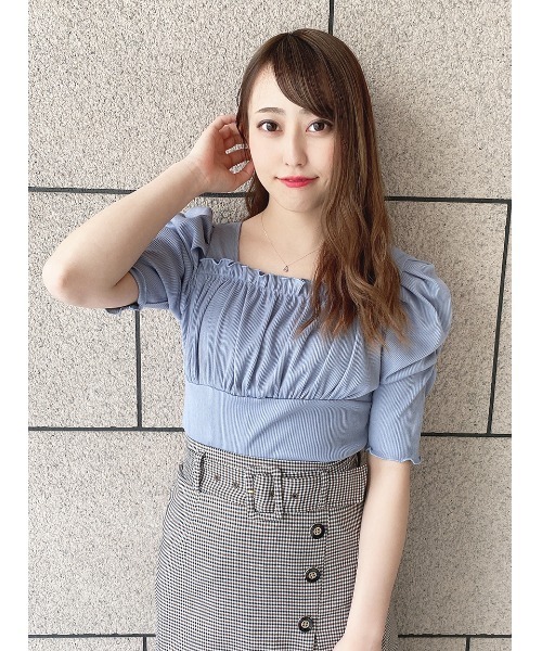 one way（ワンウェイ）の「【oneway】バックレースアップギャザートップス（Tシャツ/カットソー・レディース・ホワイト/ライトブルー/ブラック/ブラック系その他・FREE）」の10枚目の写真