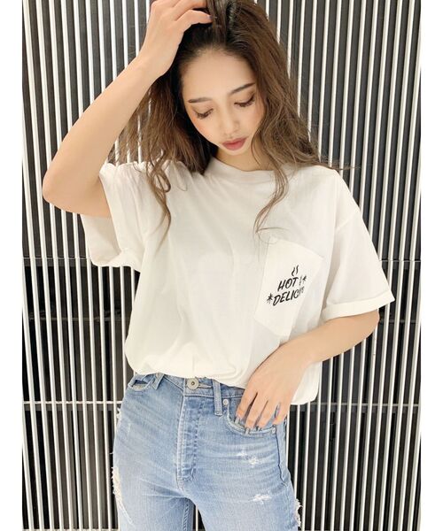 GYDA(ジェイダ)の「DELIBUNNY ポケットTシャツ(Tシャツ/カットソー・レディース・チャコールグレー/ダークグリーン/ベージュ/オフホワイト・FREE)」の19枚目の写真