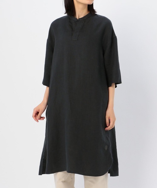 ORCIVAL（オーシバル）の「◇【ORCIVAL】リネンバンドカラーチュニック YLM WOMEN（チュニック・レディース・チャコール/ベージュ/ブルー・1）」の6枚目の写真