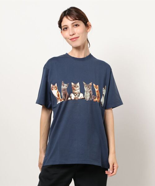 HOUSTON(ヒューストン)の「【HOUSTON】PRINT TEE (CAT)(Tシャツ/カットソー・メンズ・ホワイト/ブラック/ブルー/キャメル・LARGE/X-LARGE/MEDIUM)」の4枚目の写真