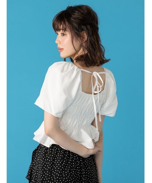 fifth calin(フィフスカラン)の「バックリボンバルーンスリーブブラウス(シャツ/ブラウス・レディース・ホワイト/パープル/グリーン・MEDIUM)」の2枚目の写真