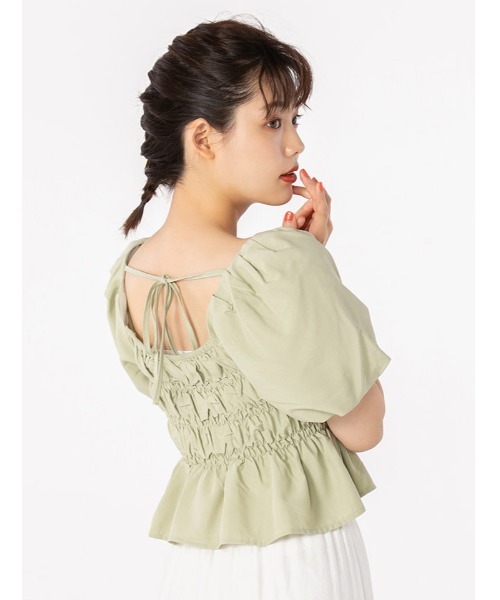 fifth calin(フィフスカラン)の「バックリボンバルーンスリーブブラウス(シャツ/ブラウス・レディース・ホワイト/パープル/グリーン・MEDIUM)」の1枚目の写真