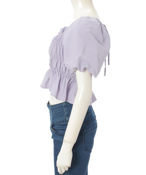 fifth calin(フィフスカラン)の「バックリボンバルーンスリーブブラウス(シャツ/ブラウス・レディース・ホワイト/パープル/グリーン・MEDIUM)」の9枚目の写真