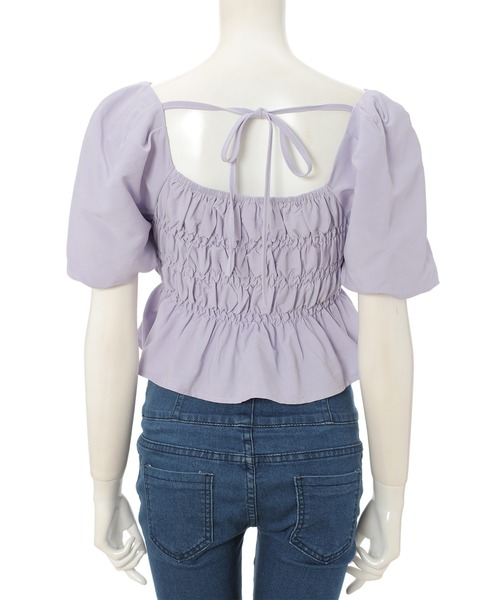 fifth calin(フィフスカラン)の「バックリボンバルーンスリーブブラウス(シャツ/ブラウス・レディース・ホワイト/パープル/グリーン・MEDIUM)」の10枚目の写真