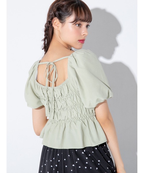 fifth calin(フィフスカラン)の「バックリボンバルーンスリーブブラウス(シャツ/ブラウス・レディース・ホワイト/パープル/グリーン・MEDIUM)」の6枚目の写真