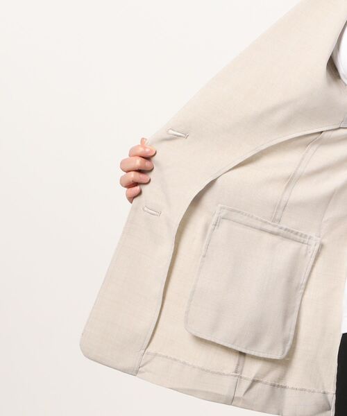 Te chichi（テチチ）の「リネンライク半袖ジャケット（テーラードジャケット・レディース・ベージュ/ネイビー・ﾌﾘ-）」の3枚目の写真