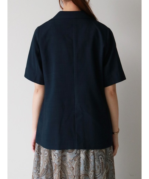 Te chichi（テチチ）の「リネンライク半袖ジャケット（テーラードジャケット・レディース・ベージュ/ネイビー・ﾌﾘ-）」の7枚目の写真