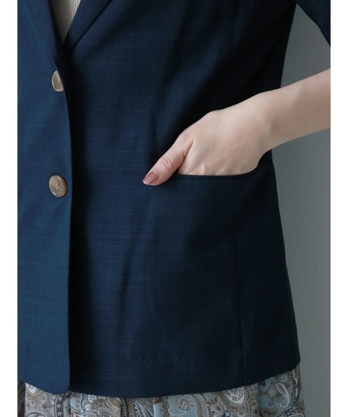 Te chichi（テチチ）の「リネンライク半袖ジャケット（テーラードジャケット・レディース・ベージュ/ネイビー・ﾌﾘ-）」の10枚目の写真