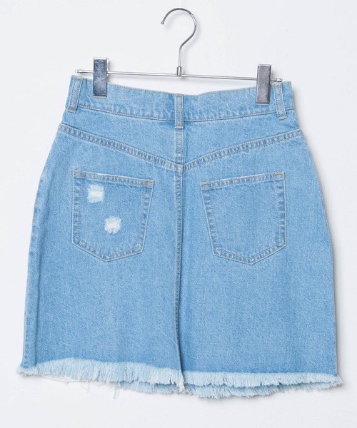 WEGO（ウィゴー）の「WEGO/ダメージミニスカート（デニムスカート・レディース・ホワイト/ライトインディゴブルー・SMALL/MEDIUM）」の3枚目の写真