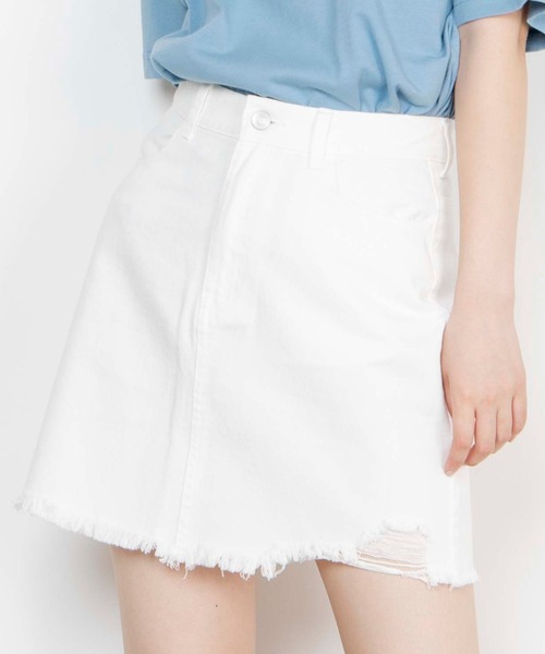 WEGO（ウィゴー）の「WEGO/ダメージミニスカート（デニムスカート・レディース・ホワイト/ライトインディゴブルー・SMALL/MEDIUM）」の15枚目の写真
