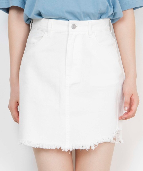 WEGO（ウィゴー）の「WEGO/ダメージミニスカート（デニムスカート・レディース・ホワイト/ライトインディゴブルー・SMALL/MEDIUM）」の16枚目の写真