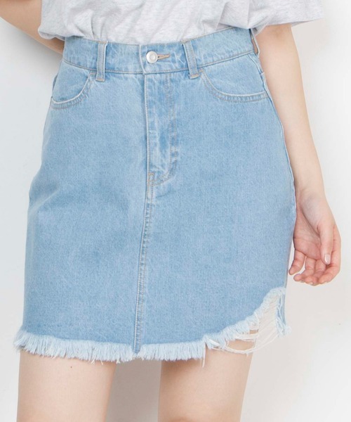 WEGO（ウィゴー）の「WEGO/ダメージミニスカート（デニムスカート・レディース・ホワイト/ライトインディゴブルー・SMALL/MEDIUM）」の14枚目の写真
