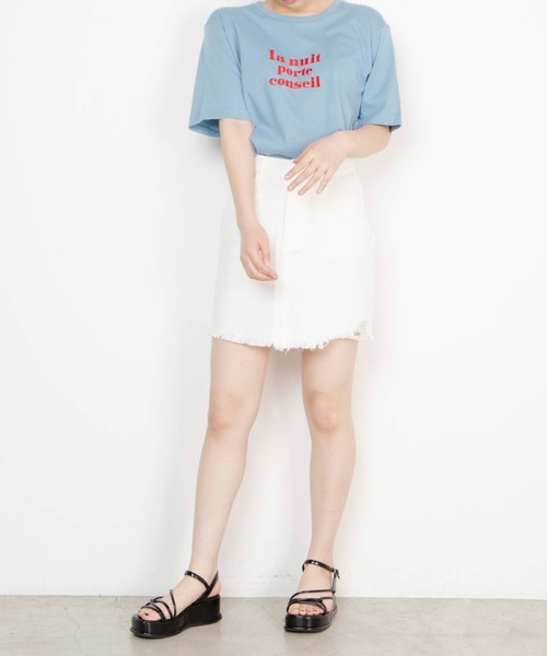 WEGO（ウィゴー）の「WEGO/ダメージミニスカート（デニムスカート・レディース・ホワイト/ライトインディゴブルー・SMALL/MEDIUM）」の10枚目の写真