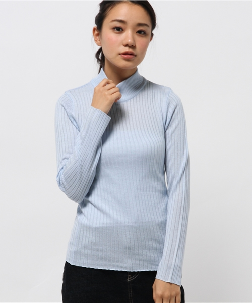 WEGO（ウィゴー）の「WEGO/ハイネックニット（ニット/セーター・レディース・オフホワイト/ホワイト系その他/ブラック/杢グレー/グリーン系その他/サックスブルー/ライトパープル/ライトイエロー・FREE）」の16枚目の写真