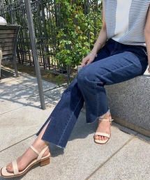 Chez toi | 裾スリットセミフレアデニム(デニムパンツ)