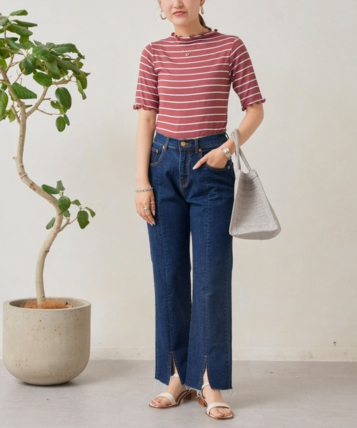 Chez toi（シェトワ）の「裾スリットセミフレアデニム（デニムパンツ・レディース・ブルー/サックスブルー系/グレー・SMALL/MEDIUM）」の18枚目の写真