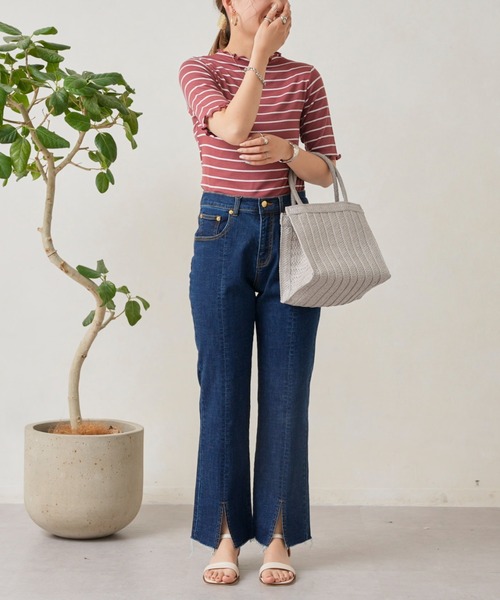 Chez toi（シェトワ）の「裾スリットセミフレアデニム（デニムパンツ・レディース・ブルー/サックスブルー系/グレー・SMALL/MEDIUM）」の20枚目の写真