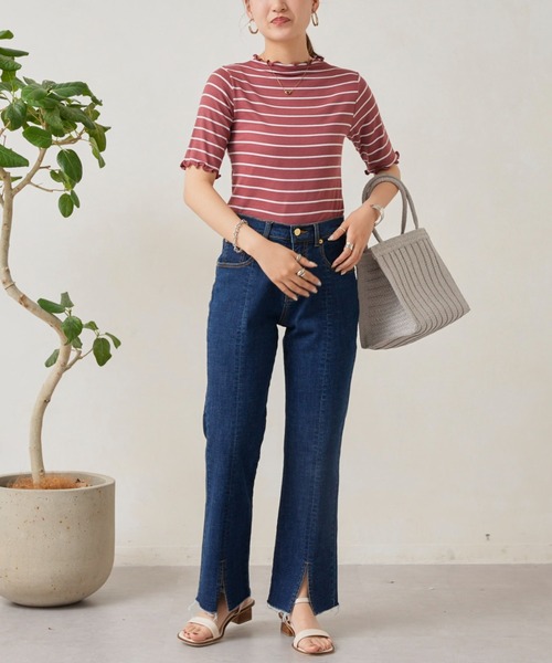 Chez toi（シェトワ）の「裾スリットセミフレアデニム（デニムパンツ・レディース・ブルー/サックスブルー系/グレー・SMALL/MEDIUM）」の21枚目の写真