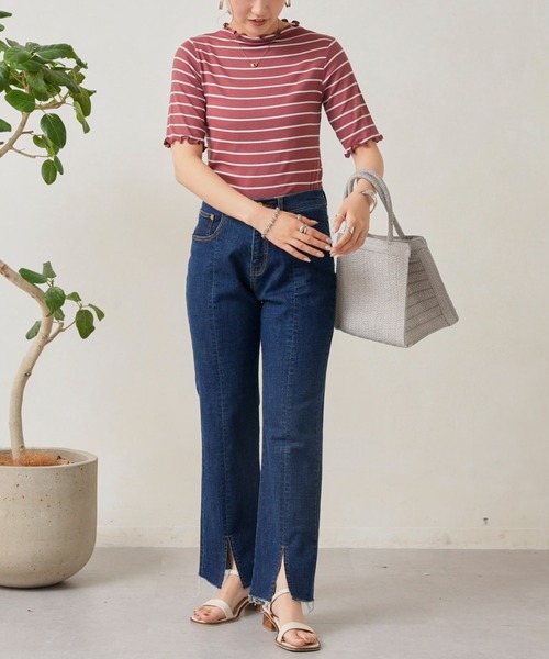 Chez toi（シェトワ）の「裾スリットセミフレアデニム（デニムパンツ・レディース・ブルー/サックスブルー系/グレー・SMALL/MEDIUM）」の22枚目の写真