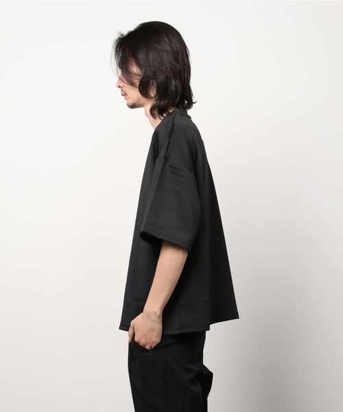 Bling Leads(ブリングリーズ)の「【Bling leads】5分袖ポンチクルーネックプルオーバー(Tシャツ/カットソー・メンズ・ホワイト/ブラック/グレイッシュベージュ/グレイッシュブルー・MEDIUM/LARGE)」の12枚目の写真
