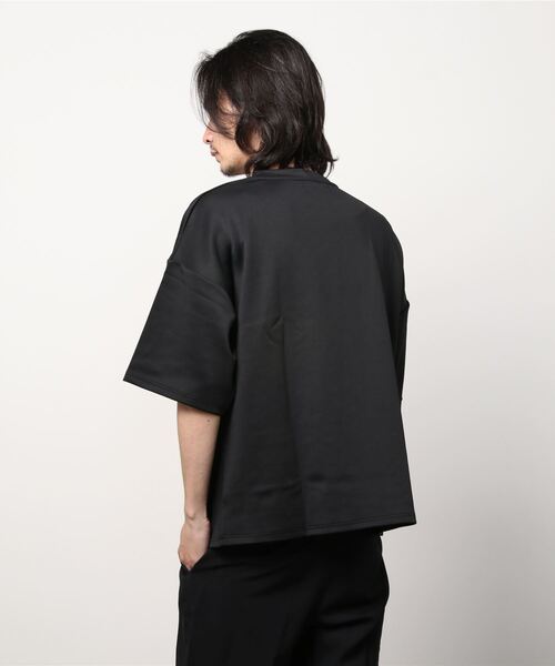 Bling Leads(ブリングリーズ)の「【Bling leads】5分袖ポンチクルーネックプルオーバー(Tシャツ/カットソー・メンズ・ホワイト/ブラック/グレイッシュベージュ/グレイッシュブルー・MEDIUM/LARGE)」の13枚目の写真