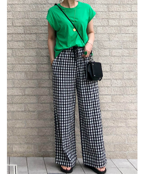 ISOOK（アイスー）の「Ginghamcheck wide pants / ギンガムチェックワイドパンツ（nana select）（その他パンツ・レディース・ブラック・FREE）」の5枚目の写真