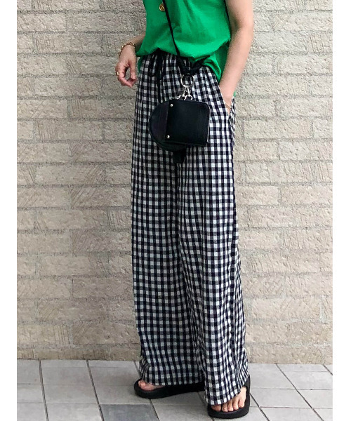 ISOOK（アイスー）の「Ginghamcheck wide pants / ギンガムチェックワイドパンツ（nana select）（その他パンツ・レディース・ブラック・FREE）」の6枚目の写真
