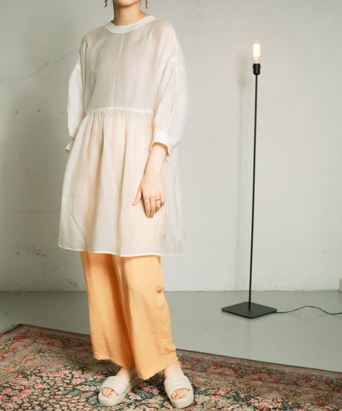 KBF（ケイビーエフ）の「楊柳イージータックパンツ（その他パンツ・レディース・オレンジ系その他/ブラック/オフホワイト・ONE）」の5枚目の写真