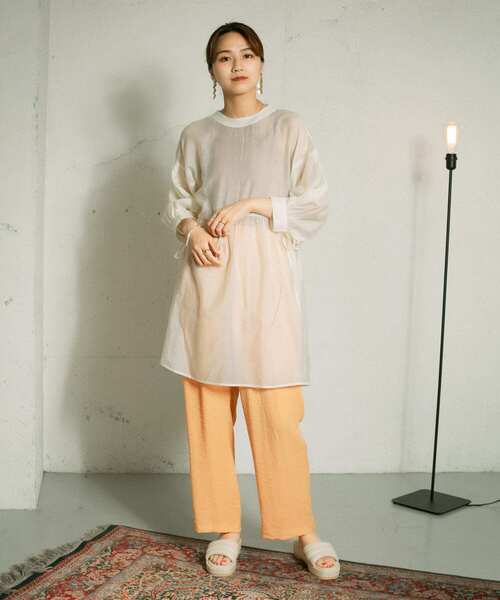 KBF（ケイビーエフ）の「楊柳イージータックパンツ（その他パンツ・レディース・オレンジ系その他/ブラック/オフホワイト・ONE）」の6枚目の写真