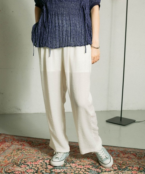 KBF（ケイビーエフ）の「楊柳イージータックパンツ（その他パンツ・レディース・オレンジ系その他/ブラック/オフホワイト・ONE）」の8枚目の写真