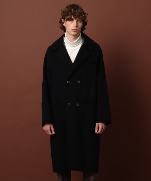 最終値下げDressterior Super140’s リバーコートLサイズ きれいめ／ウール混】Super140フードリバーコート