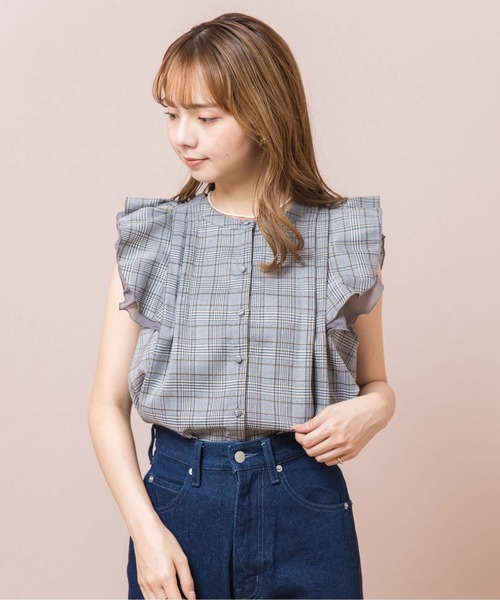 flower（フラワー）の「チェックラッフルブラウス（シャツ/ブラウス・レディース・ブラウン/グレー・FREE）」の14枚目の写真