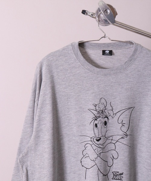 Tom&Jerry(トムアンドジェリー)の「【トムとジェリー】【ユニセックス】プリント 長袖 Tシャツ(DV)(Tシャツ/カットソー・メンズ・ブラック/ネイビー/オフホワイト/ミント/モカ/杢グレー・MEDIUM/LARGE/X-LARGE)」の3枚目の写真