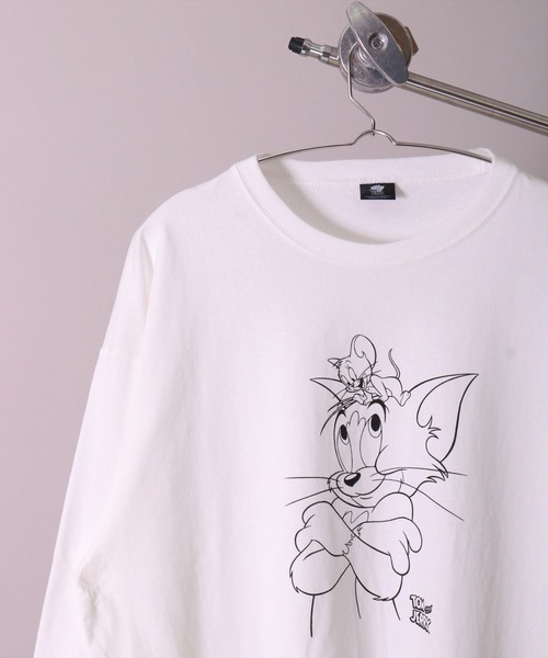 Tom&Jerry(トムアンドジェリー)の「【トムとジェリー】【ユニセックス】プリント 長袖 Tシャツ(DV)(Tシャツ/カットソー・メンズ・ブラック/ネイビー/オフホワイト/ミント/モカ/杢グレー・MEDIUM/LARGE/X-LARGE)」の2枚目の写真
