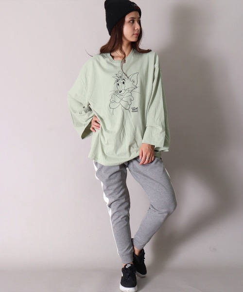 Tom&Jerry(トムアンドジェリー)の「【トムとジェリー】【ユニセックス】プリント 長袖 Tシャツ(DV)(Tシャツ/カットソー・メンズ・ブラック/ネイビー/オフホワイト/ミント/モカ/杢グレー・MEDIUM/LARGE/X-LARGE)」の13枚目の写真