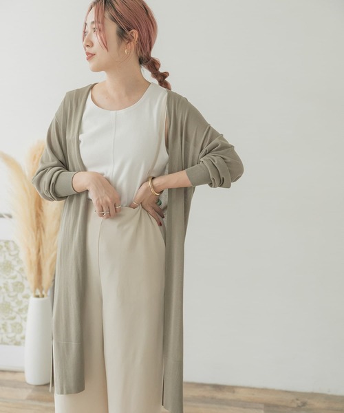 ITEMS URBANRESEARCH（アイテムズ アーバンリサーチ）の「ロングニットカーディガン（カーディガン/ボレロ・レディース・ネイビー/ブラウン/カーキ/ベージュ・FREE）」の3枚目の写真