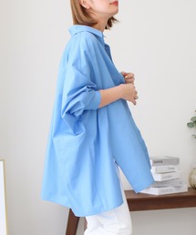 Social GIRL | ボリュームスリーブオーバーサイズ無地ストライプシャツ(シャツ/ブラウス)