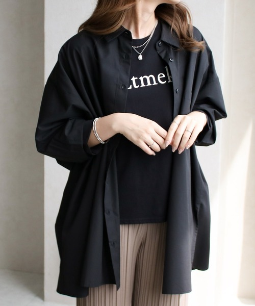 ボリュームスリーブオーバーサイズシャツ 無地／ストライプ（シャツ